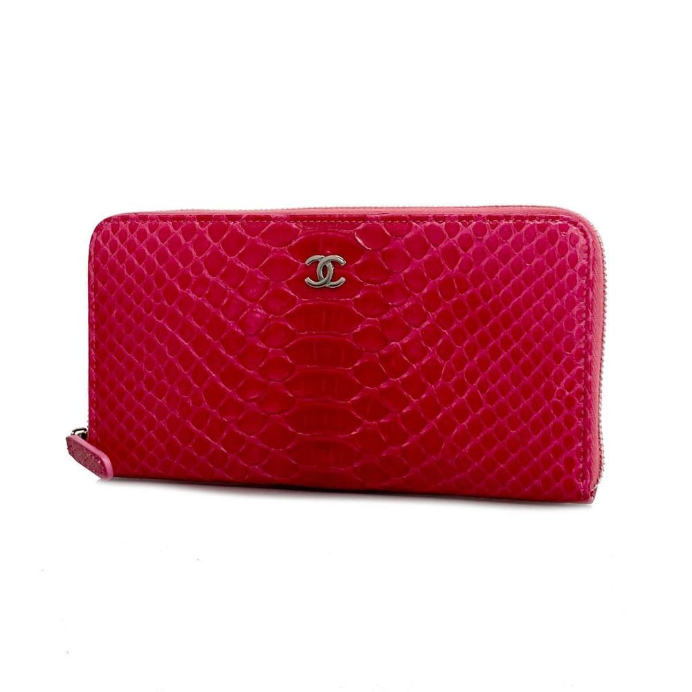 Chanel Long Wallet Python Pink Silver Hardware - image 1
